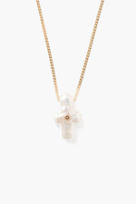 14K Gold & Pearl Playa Cross Necklace