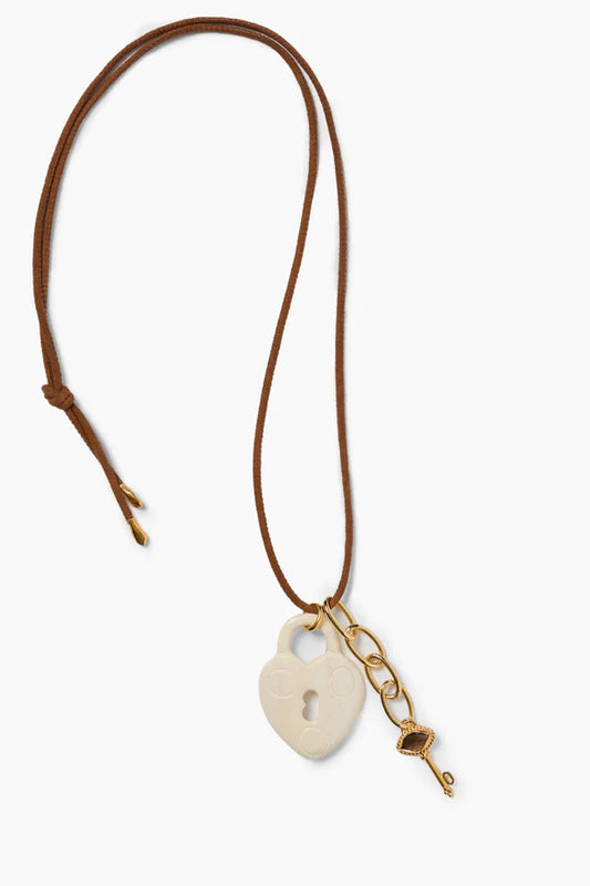 Bone Padlock Charm Necklace