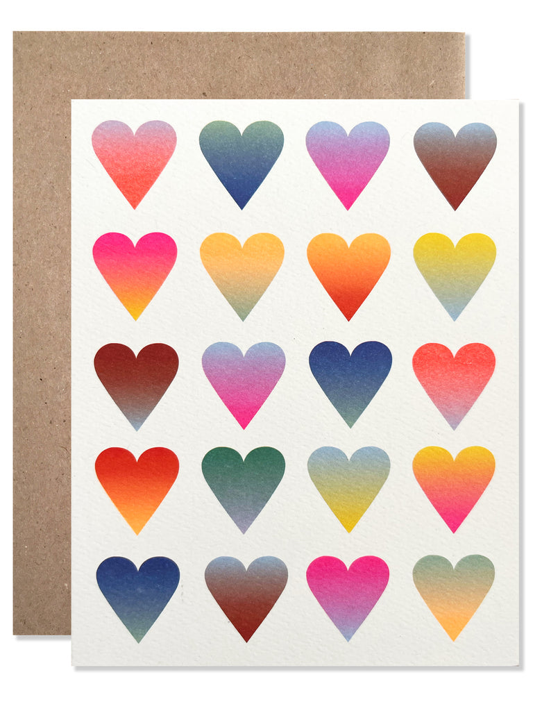 Neon Gradient Hearts Card