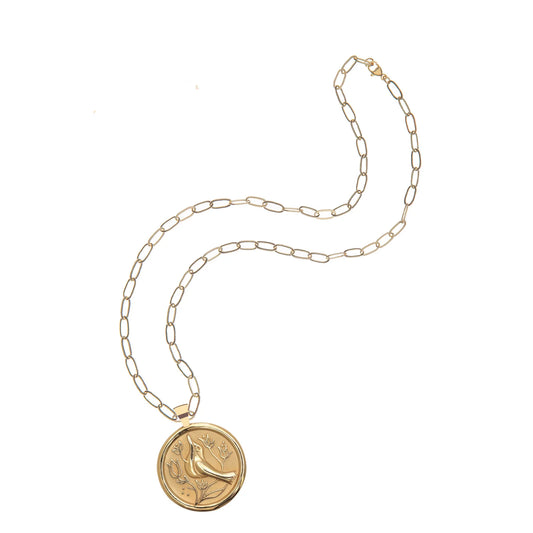 PEACE Original Pendant Coin on Drawn Link Necklace