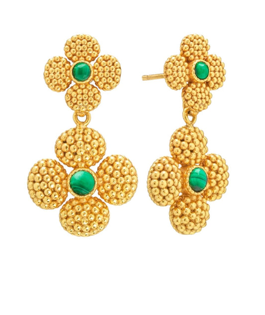 Berry Clover Convertible Duo Earrings - Malachite