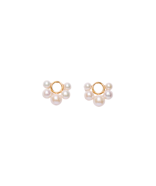 White Graduated Pearls Stud Earrings