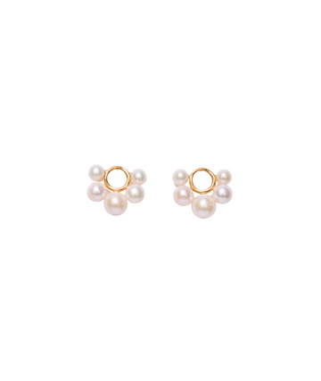 White Graduated Pearls Stud Earrings