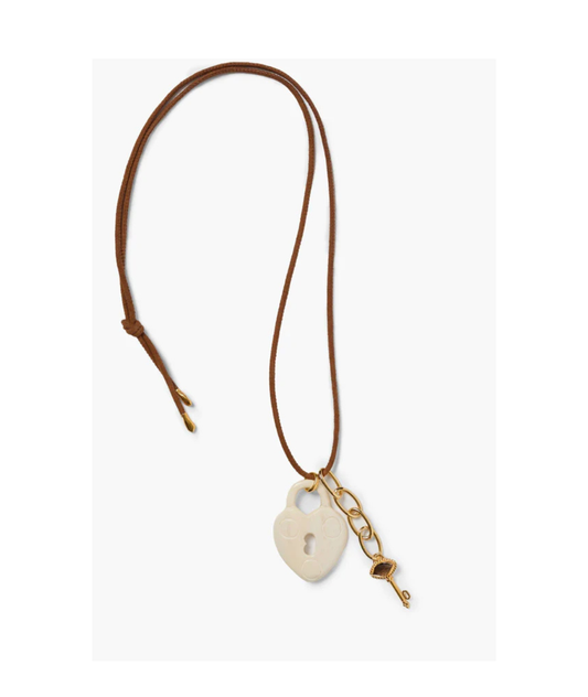 Bone Padlock Charm Necklace