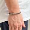 Corfu Stainless Steel Cuff with Black Braid
