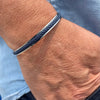 Corfu Stainless Steel Cuff with Navy Blue Braid