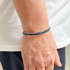 Corfu Stainless Steel Cuff with Navy Blue Braid