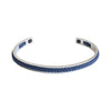 Corfu Stainless Steel Cuff with Navy Blue Braid