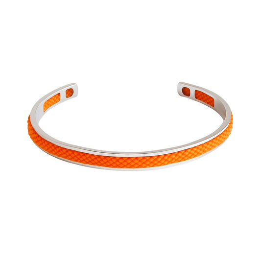 Corfu Stainless Steel Cuff with Orange Braid