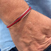 Corfu Stainless Steel Cuff with Red Braid