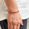 Corfu Stainless Steel Cuff with Red Braid