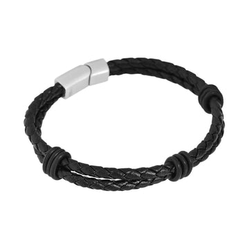 Elba Black Leather Bracelet