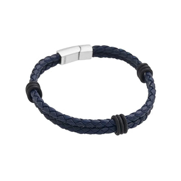 Elba Navy Leather Bracelet
