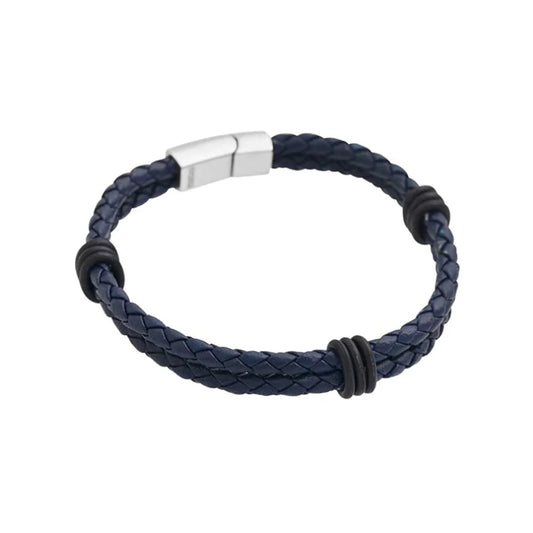 Elba Navy Leather Bracelet