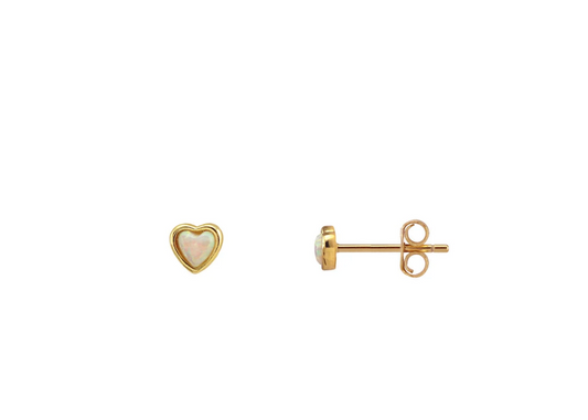 Opal Heart Stud Earrings