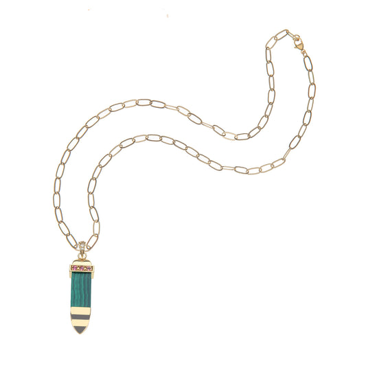 STRONG Carved Malachite Sun Ray Necklace