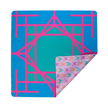 Double Sided Travel Mahjong Mat | Teal Garden & Butterflies