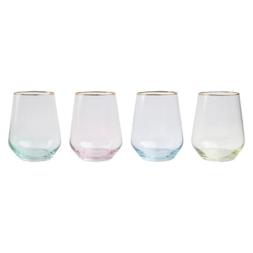 Rainbow Assorted Stemless Wine Glasses | Set of 4
