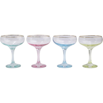 Rainbow Assorted Champagne Coupes | Set of 4