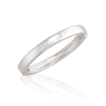 Cleopatra Oval Hinged Bangle | Silver