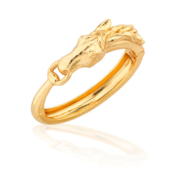 Equestrian Horsehead Hinged Bangle | Gold