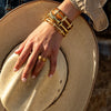 Equestrian Horsehead Hinged Bangle | Gold