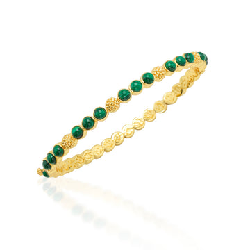 Berry Gem Petite Hinged Bangle | Malachite