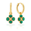Berry Clover Hoop Earrings with Double Sided Charm | Malachite