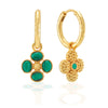 Berry Clover Hoop Earrings with Double Sided Charm | Malachite