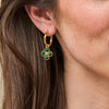 Berry Clover Hoop Earrings with Double Sided Charm | Malachite