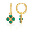 Berry Clover Hoop Earrings with Double Sided Charm | Malachite