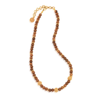 16" Berry Single Strand Petite Beads Necklace | Teak