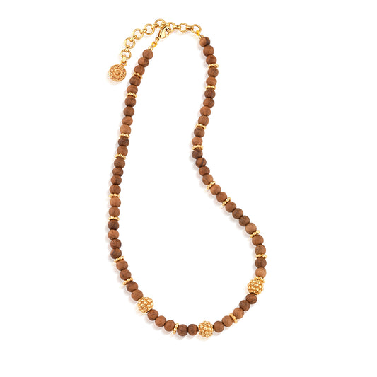 16" Berry Single Strand Petite Beads Necklace | Teak