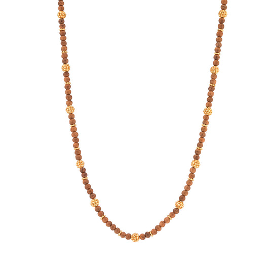 24" Berry Single Strand Petite Beads Necklace | Teak
