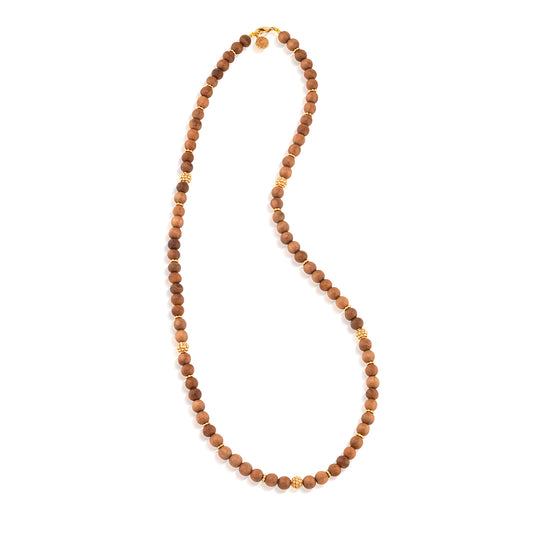 32" Berry Single Strand Beads Necklace | Teak