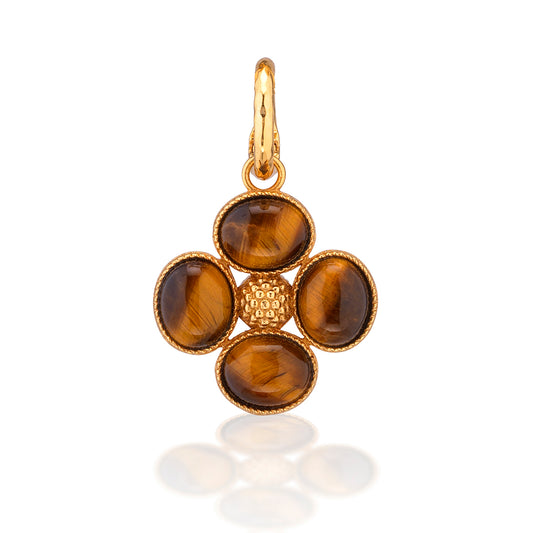 Berry Clover Double Sided Pendant | Tiger's Eye