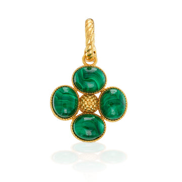 Berry Clover Double Sided Pendant | Malachite
