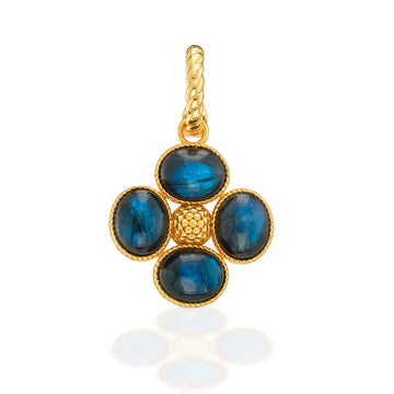 Berry Clover Double Sided Pendant | Blue Labradorite