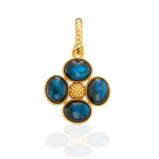 Berry Clover Double Sided Pendant | Blue Labradorite
