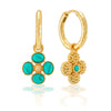 Berry Clover Hoop Earrings with Double Sided Charm  | Turquoise