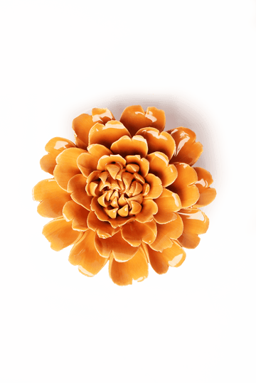 English Garden Orange Fiesta Marigold Ceramic Flower