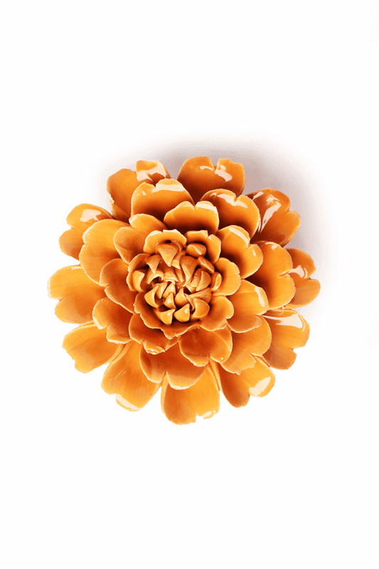 English Garden Orange Fiesta Marigold Ceramic Flower