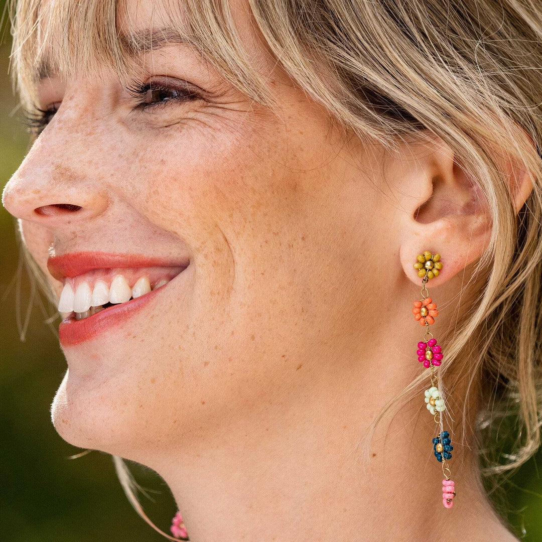 Amanda Flower Dangle Earrings | Rainbow