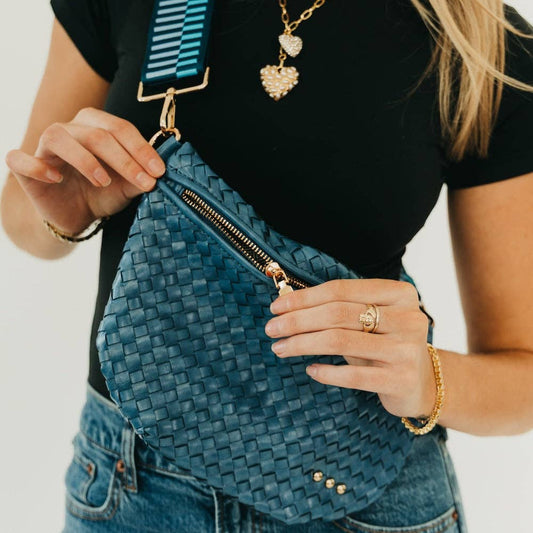 Woven Crossbody Bag | Denim Blue