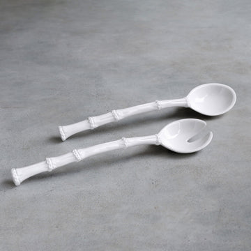 VIDA Bamboo Lg Salad Servers (White)