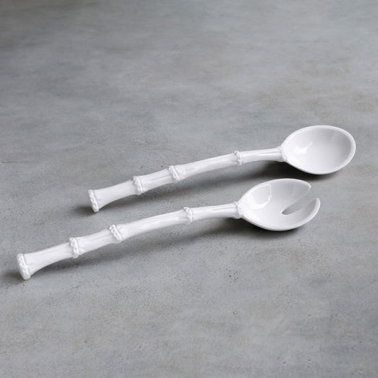 VIDA Bamboo Lg Salad Servers (White)