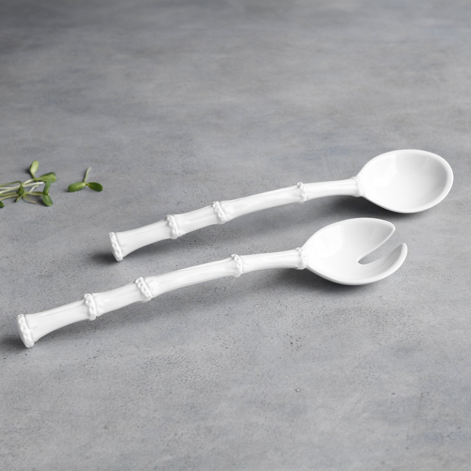 VIDA Bamboo Lg Salad Servers (White)