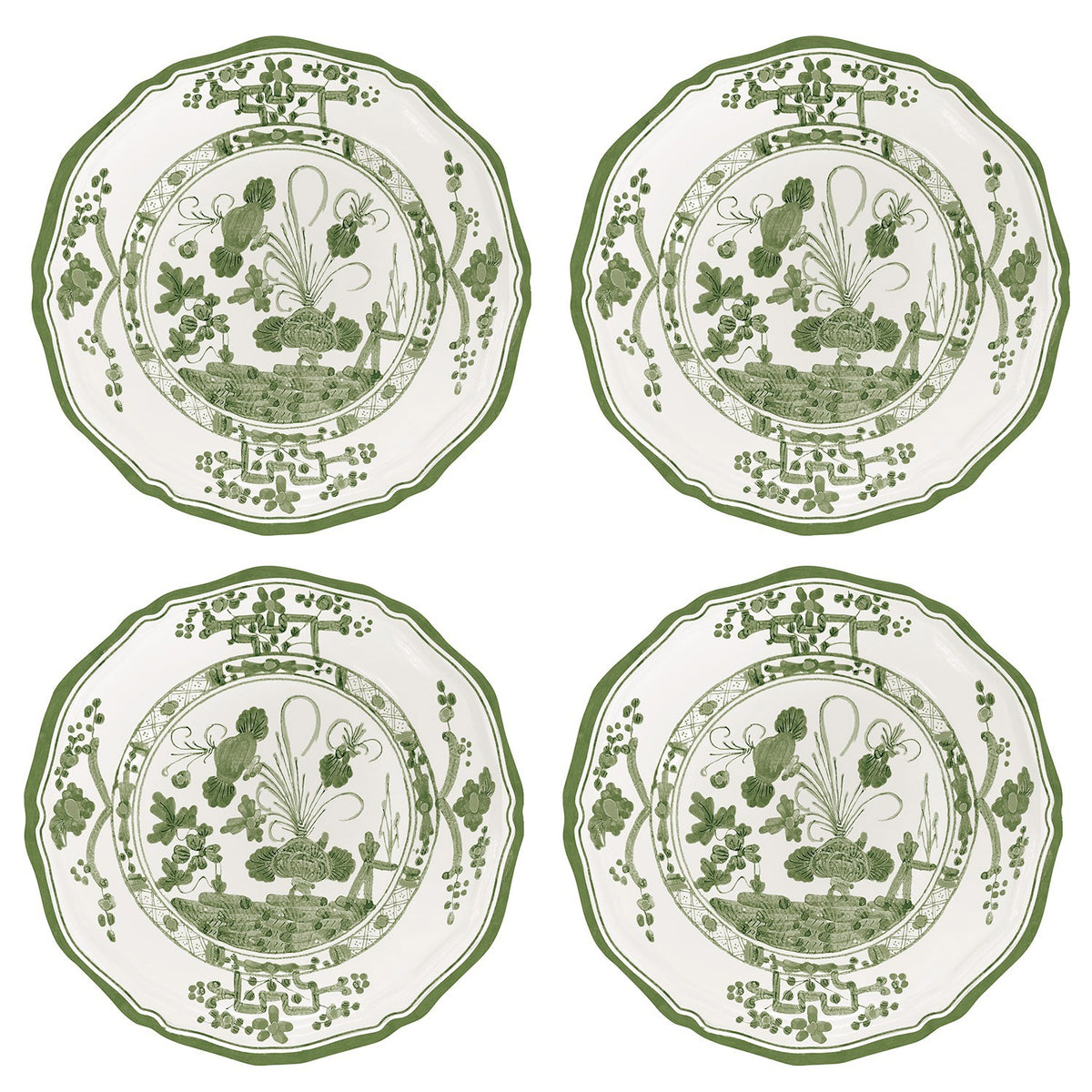 VIDA Faenza Appetizer Plate Set of 4 (Green and White)