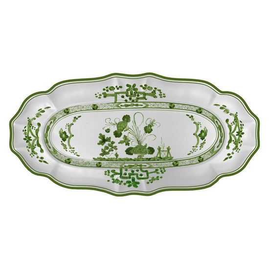 VIDA Faenza Long Rectangle Tray (Green and White)