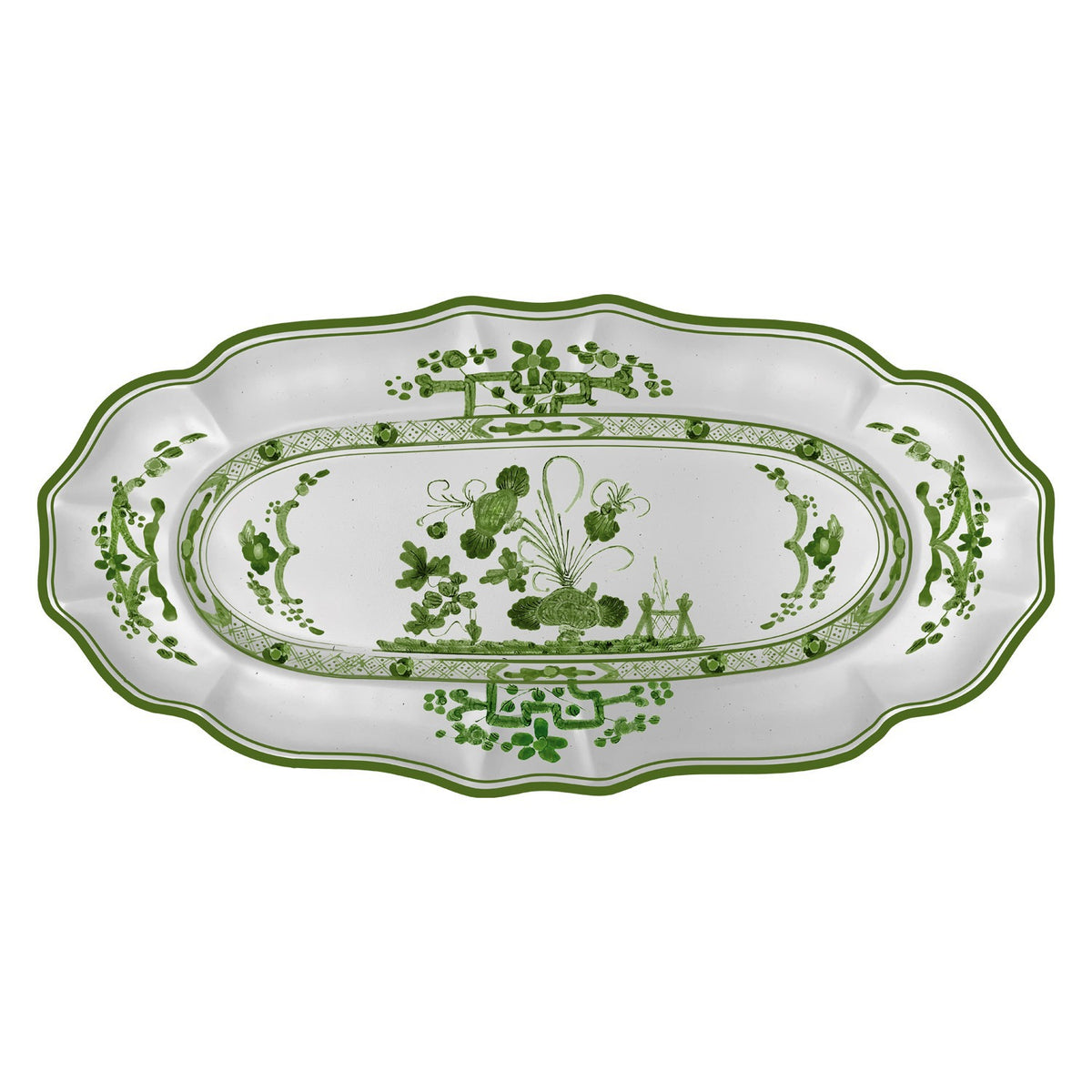 VIDA Faenza Long Rectangle Tray (Green and White)